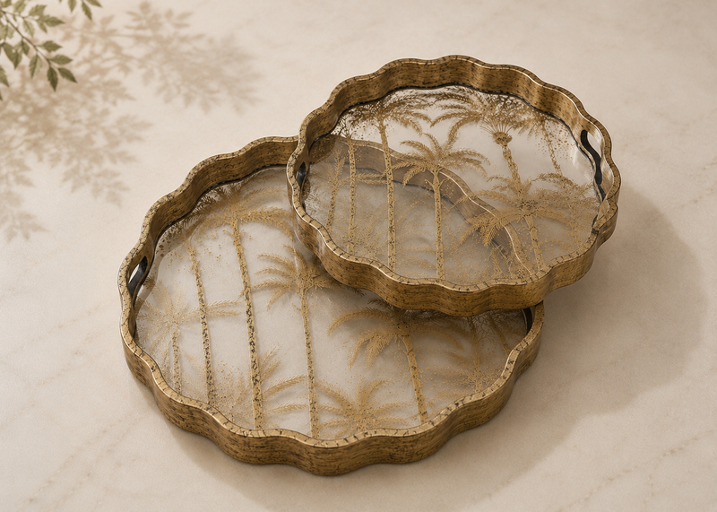 Misty Palm Tray - Set of 2