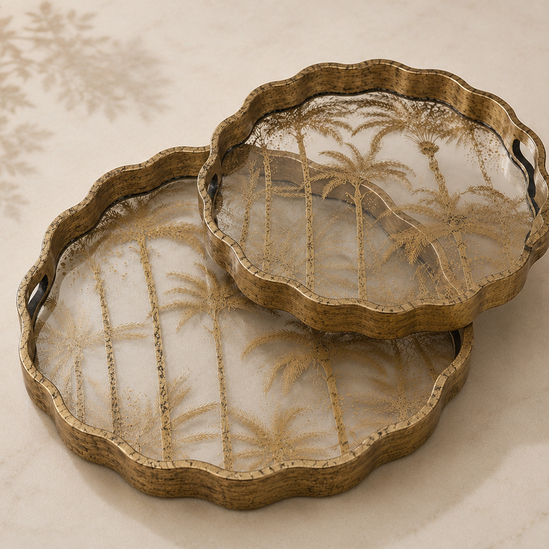Misty Palm Tray - Set of 2