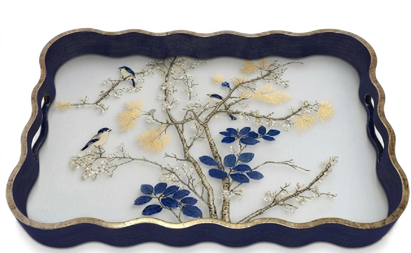 Indigo Aura Tray - Set of 2