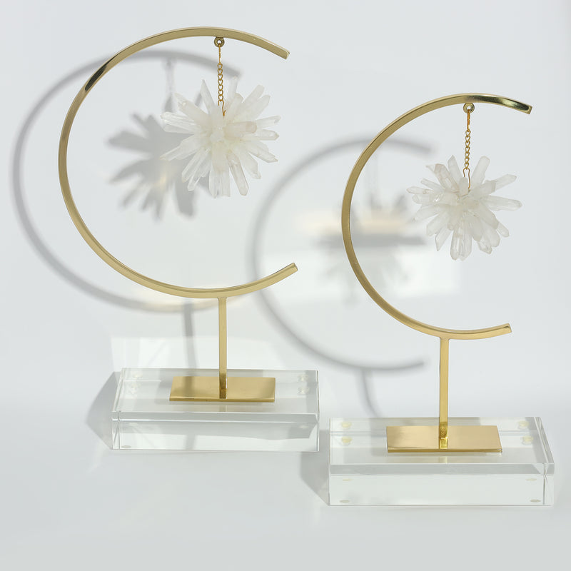 Opal Crystal Decor White Quartz - Set of 2