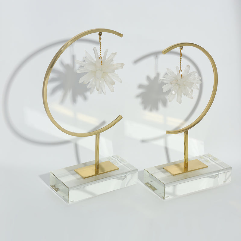 Opal Crystal Decor White Quartz - Set of 2